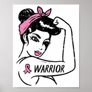 Breast Cancer Warrior Rosie Riveter Pink Women  Poster