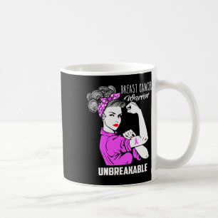 Breast Cancer Warrior Unbreakable Awareness Gift Coffee Mug