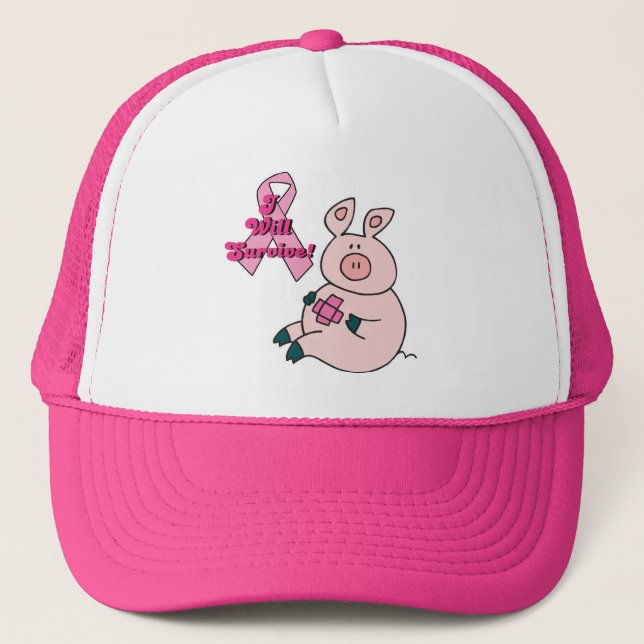 breast cancer will survive pig trucker hat (Front)