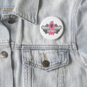 Breast Cancer Winged SURVIVOR Ribbon 6 Cm Round Badge (In Situ)