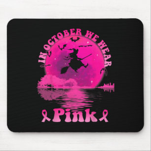 Breast Cancer Witch Guitar Moon In October We Wear Mouse Mat