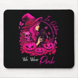 Breast Cancer Witches In October We Wear Pink Autu Mouse Mat