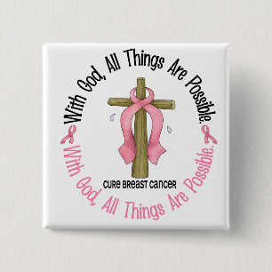 Breast Cancer WITH GOD CROSS 1 15 Cm Square Badge