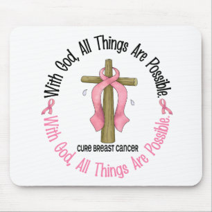 Breast Cancer WITH GOD CROSS 1 Mouse Mat