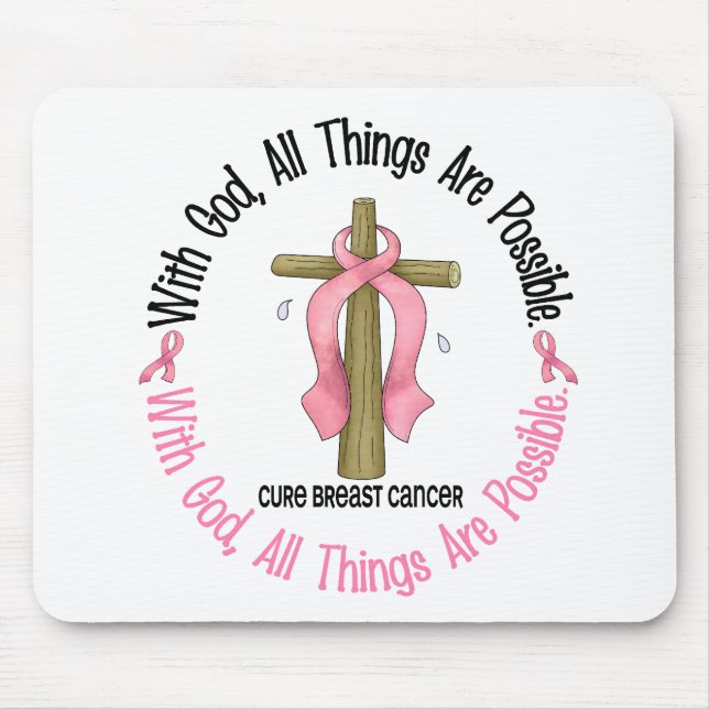 Breast Cancer WITH GOD CROSS 1 Mouse Mat (Front)