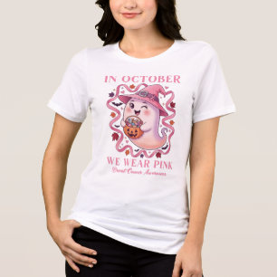 Breast Cancer Women Ghost Halloween Tri-Blend Shirt
