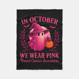 Breast Cancer Women Halloween In October We Wear N Fleece Blanket