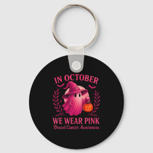 Breast Cancer Women Halloween In October We Wear N Key Ring
