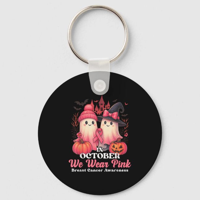 Breast Cancer Women Halloween In October We Wear P Key Ring (Front)