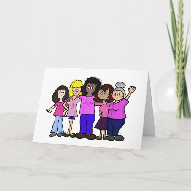 Breast Cancer - Women in Pink Greeting Card (Front)