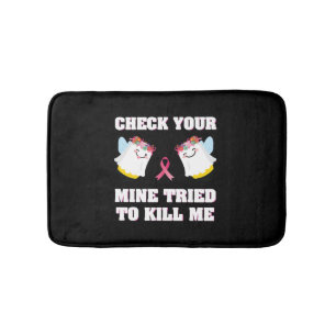 Breast Cancer Women Mum Funny Check Your Boo Bees Bath Mat