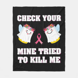 Breast Cancer Women Mum Funny Check Your Boo Bees Fleece Blanket
