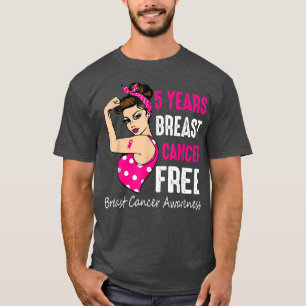 Breast Cancerversary 5 Year Riveter Ribbon Breast T-Shirt