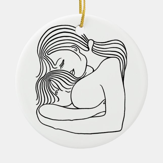 Breast-feeding Ceramic Tree Decoration (Front)