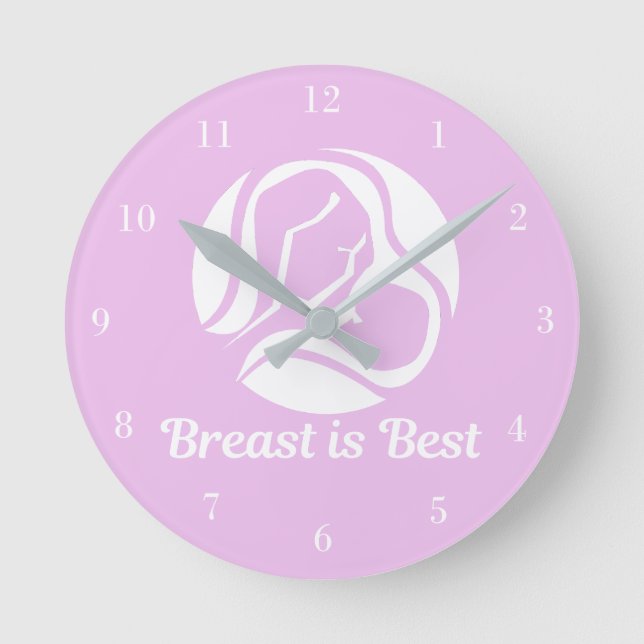 Breast is Best Lactation Consultant Office Pink Round Clock (Front)