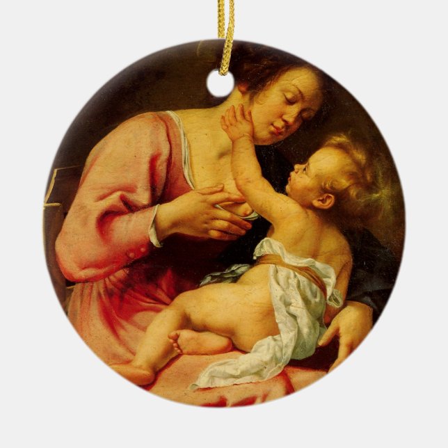 breast of mary ceramic tree decoration (Front)