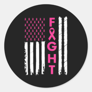 Breast Survivor American Flag Breast Cancer Awaren Classic Round Sticker
