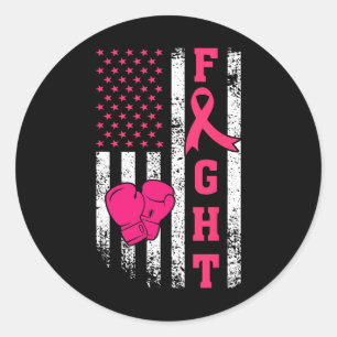 Breast Survivor American Flag Breast Cancer Awaren Classic Round Sticker