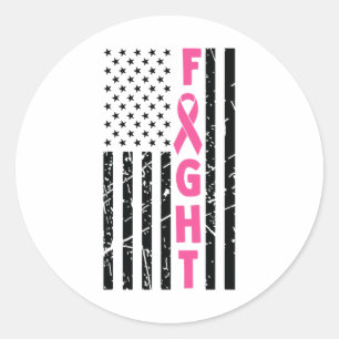 Breast Survivor American Flag Breast Cancer Awaren Classic Round Sticker
