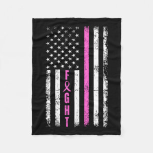 Breast Survivor American Flag Breast Cancer Awaren Fleece Blanket