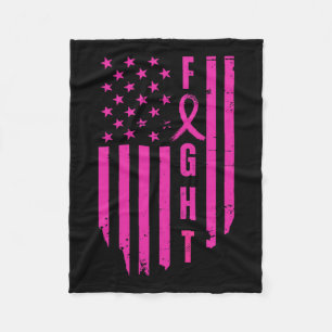 Breast Survivor American Flag Breast Cancer Awaren Fleece Blanket