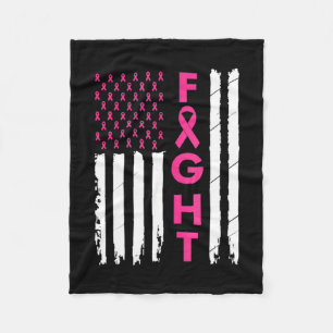 Breast Survivor American Flag Breast Cancer Awaren Fleece Blanket