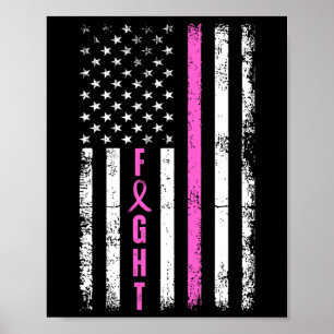 Breast Survivor American Flag Breast Cancer Awaren Poster