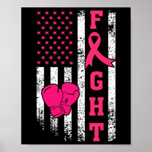 Breast Survivor American Flag Breast Cancer Awaren Poster
