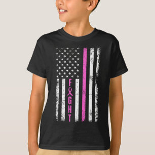 Breast Survivor American Flag Breast Cancer Awaren T-Shirt