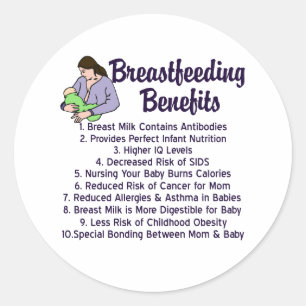 Breastfeeding Benefits Classic Round Sticker