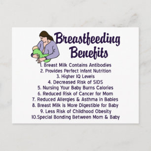 Breastfeeding Benefits Lactation Consultant List Postcard