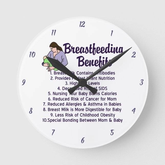 Breastfeeding Benefits Lactation Consultant Office Round Clock (Front)