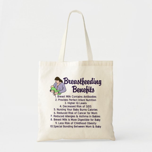 Breastfeeding Benefits List Lactation Consultant Tote Bag (Front)