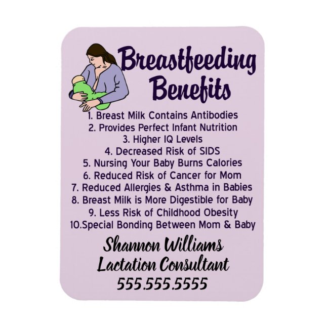 Breastfeeding Benefits Top 10 Reasons for Nursing Magnet (Vertical)