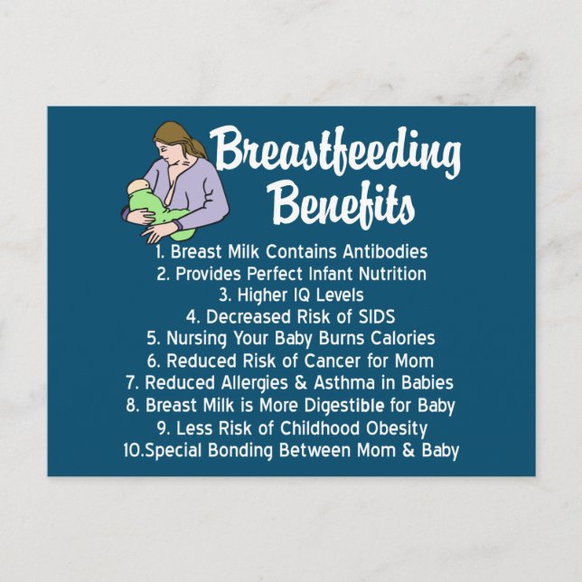 Breastfeeding Benefits Top 10 Reasons for Nursing Postcard (Front)