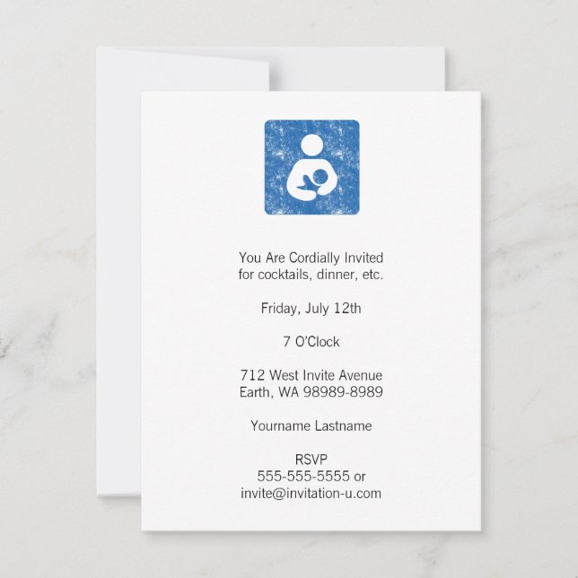 Breastfeeding Icon Letterpress Style Texture Invitation (Front)