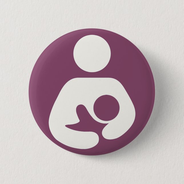 Breastfeeding Icon - Mauve 6 Cm Round Badge (Front)