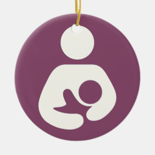 Breastfeeding Icon - Mauve Ceramic Tree Decoration