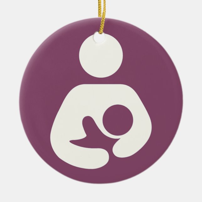 Breastfeeding Icon - Mauve Ceramic Tree Decoration (Front)