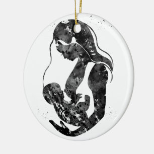 Breastfeeding mother ceramic tree decoration