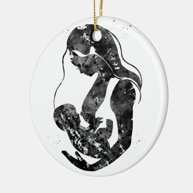 Breastfeeding mother ceramic tree decoration (Left)