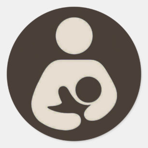 Breastfeeding / Nursing Symbol Brown Classic Round Sticker