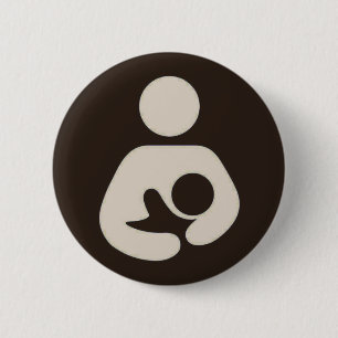 Breastfeeding Symbol Pinback Brown 6 Cm Round Badge