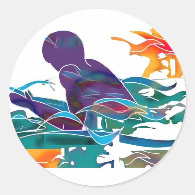 Breaststroke Cutout Classic Round Sticker (Front)