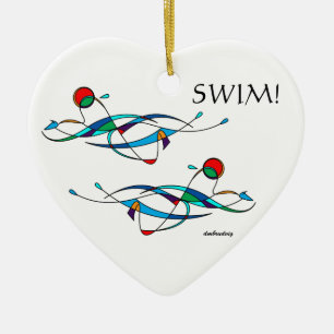 Breaststroke Swimmer Double Ceramic Tree Decoration