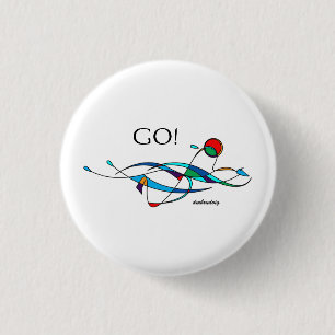 Breaststroke Swimmer "GO!" 3 Cm Round Badge