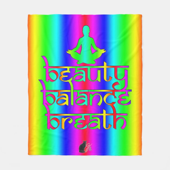 Breath Balance Beauty Rainbow Intentions Fleece Blanket (Front)