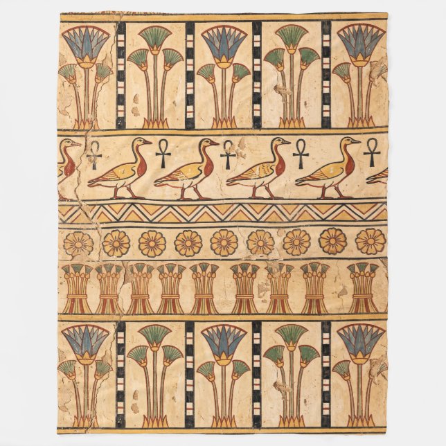 Breath of Eternity: Ancient Egyptian Geese Fleece Blanket (Front)