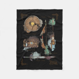Breath Of The Wild Link Inventory Graphic Fleece Blanket