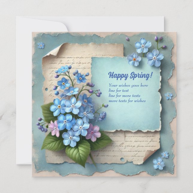 Breath taking happy spring forget me not flowers holiday card (Front)